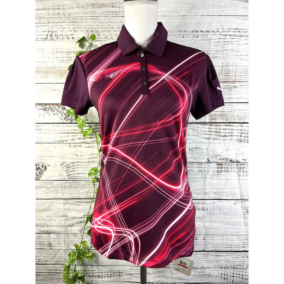Puma Womens Golf Shirt Extra Small Burgundy Red Dry Cell Stretch Modest Athletic - Picture 1 of 9